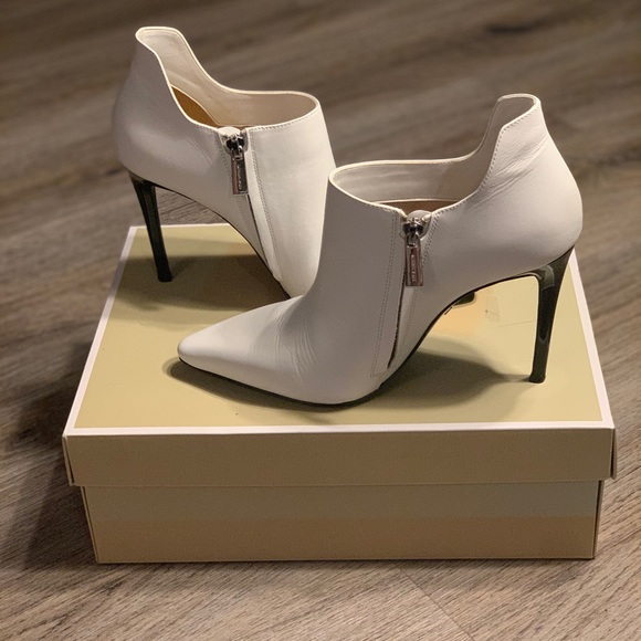 Michael Kors Corrine Optic White Bootie Heels - Picture 4 of 6